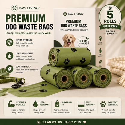 Premium Dog Waste Bag Refills | 5 Roll Pack