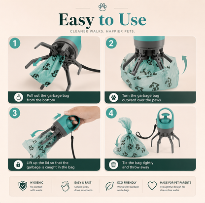 Hands-Free Dog Poop Picker with Built-In Bag Dispenser